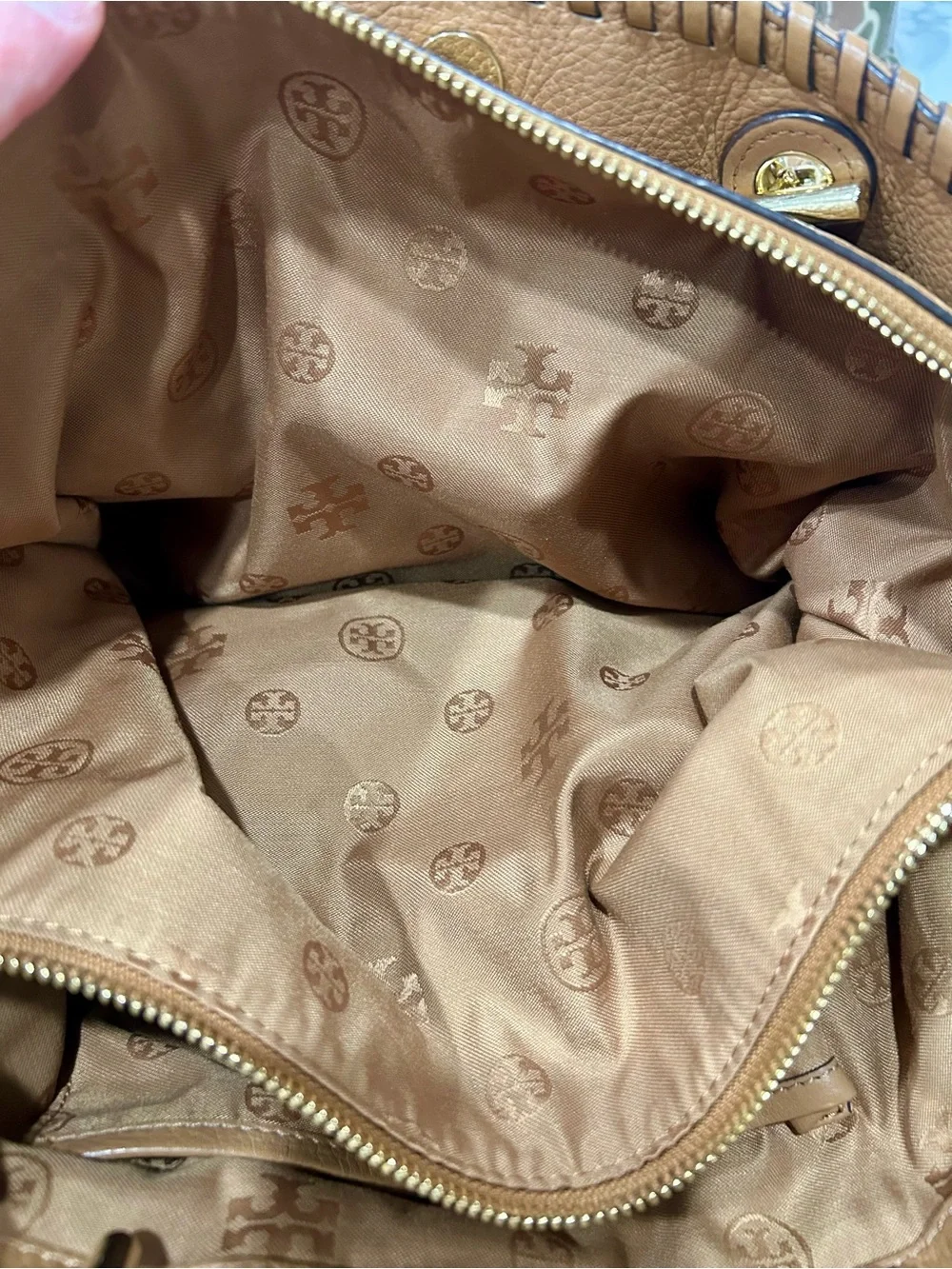 Tory Burch Caramel Tan Leather Chain-Handle Tote